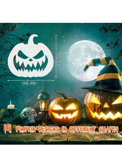 Marspark 16 Pieces 8 Inch Halloween Pumpkins Stencils Reusable Plastic Halloween Drawing Stencils Large Halloween Drawing Template Decorative Pumpkin Painting Stencils Template for DIY Crafts Spraying Wall  - Image 2