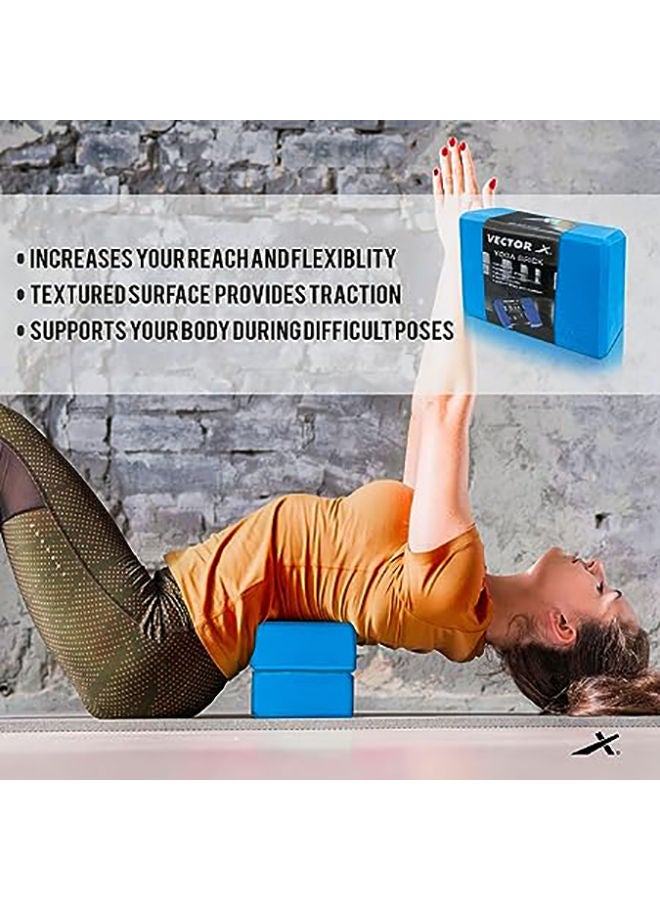 Vector X Yoga Brick Colour May Vary , High Density EVA Foam Yoga Block Brick, Improves Strength Aid Balance and Flexibility, Light Weight, Odour Free, 22.8 X 15 X 7.6 Cm - Image 4
