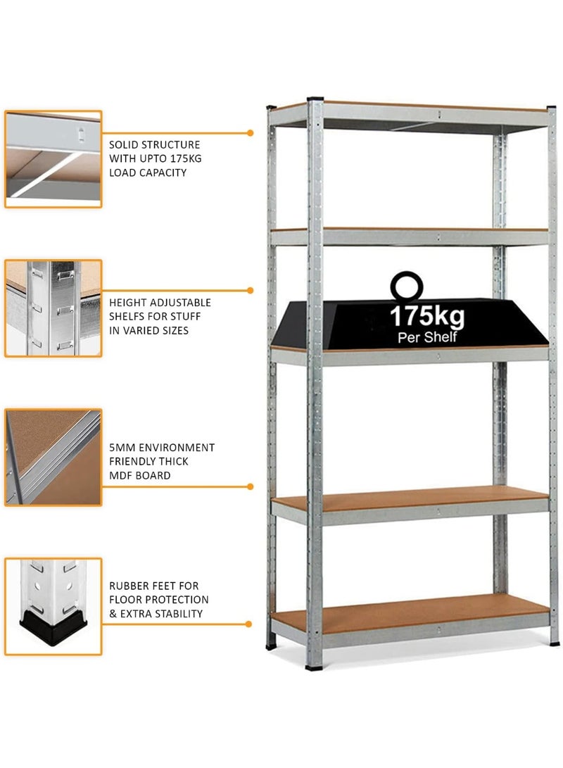 DubaiGallery Industrial Grade Metal Garage Shelving Unit – Adjustable Heavy Duty Storage Rack with Reinforced MDF Shelves, Built for Warehouses, Workshops, Retail Stores, Utility Rooms, Offices, Basements, and Home Storage with Exceptional Load Capacity. - Image 4