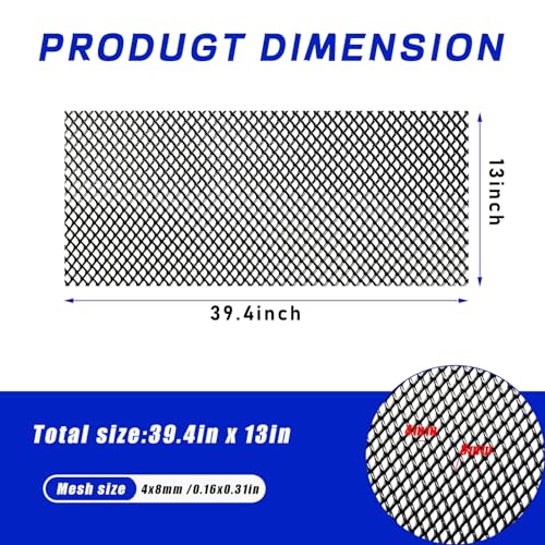 Sylvil Car Grill Mesh, Heavy Duty Aluminum Alloy Grille Insert Bumper with Rhombic Hole, 40"×13" Multifunctional Automotive Screen Mesh Roll for Front Bumper, Car Accessories (4×8 mm) - Image 2