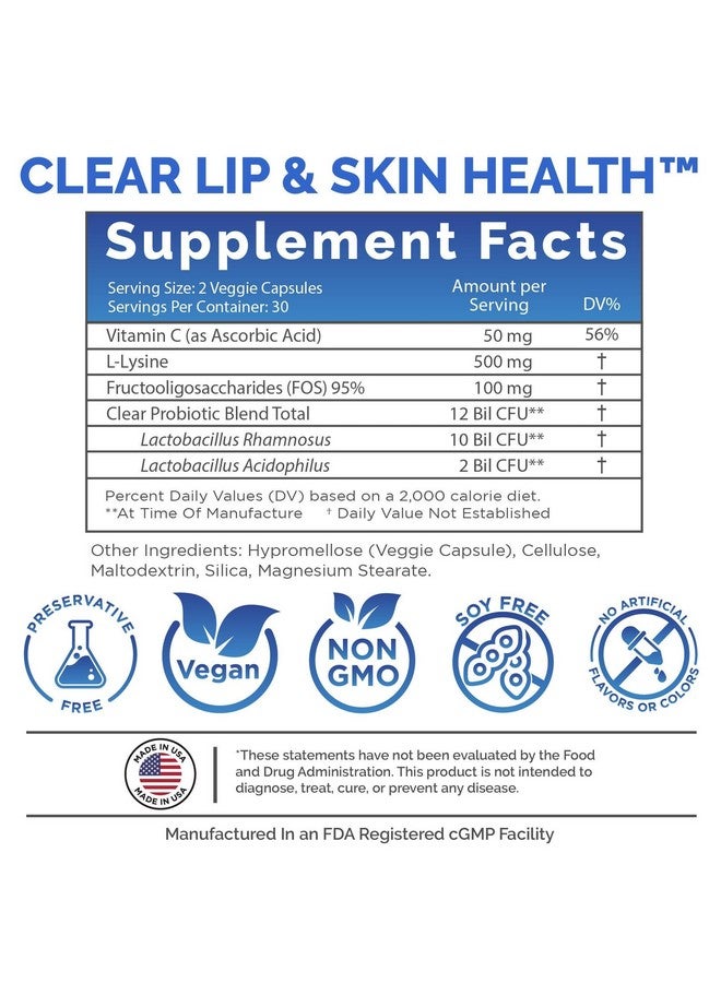 Cold Sore Treatment for Lips - Lysine Supercharged with Acidophilus Probiotic & Lactobacillus Rhamnosus + Vitamin C for Lip and Skin Health - Immune Support for Effective Prevention and Clear Skin - Image 3