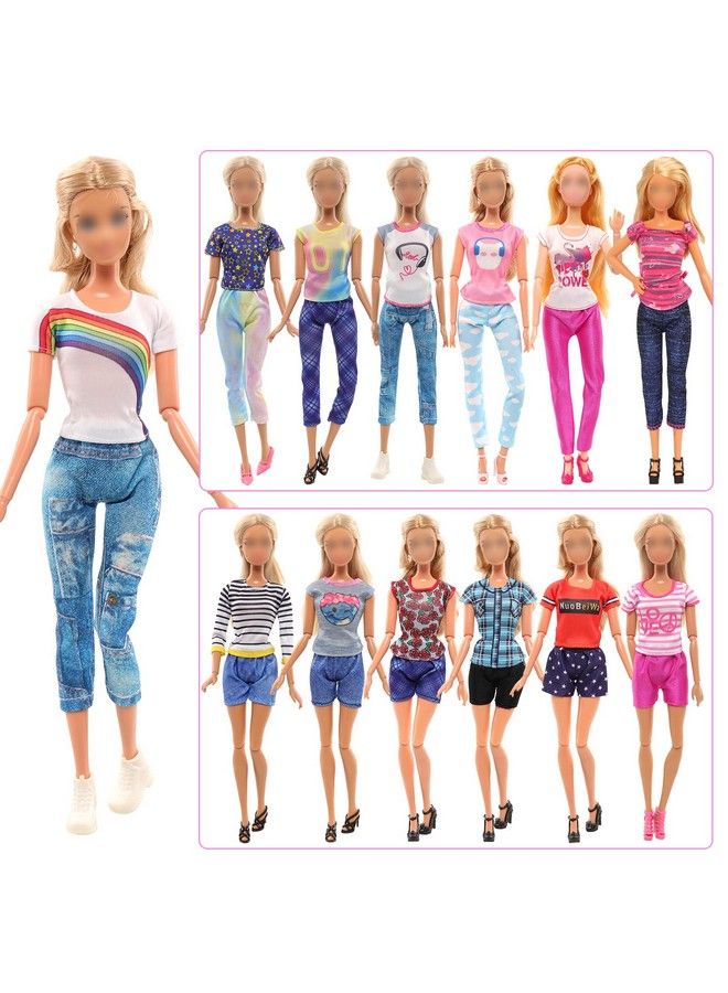 Barwa 10 Sets Doll Clothes Including 5 Fashion Floral Dresses 5 Sets Casual Outfits Tops And Trousers Shorts For 11.5 Inch Girl Dolls…  - Image 4