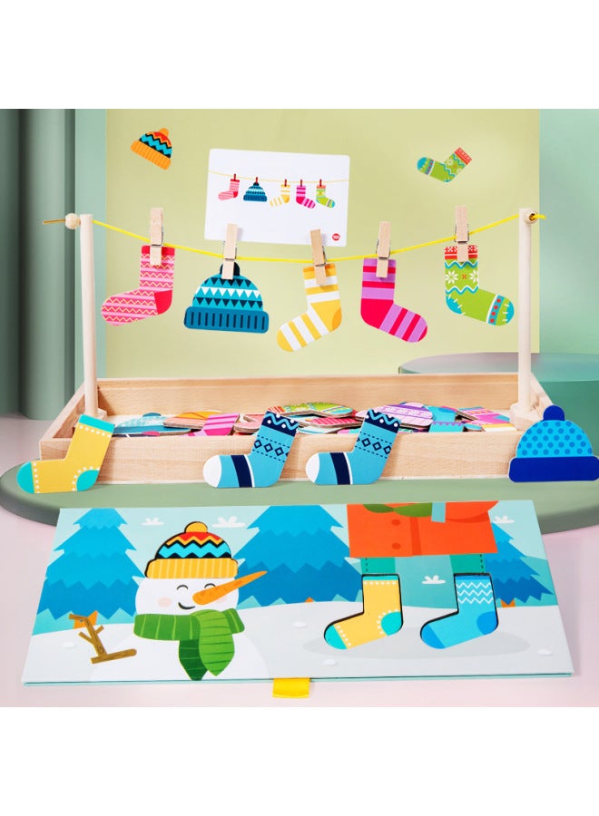 Beauenty Montessori Early Education Fun Dress-up Jigsaw Puzzle Varied Socks Game Kindergarten Living Area Teaching Aware Intelligence Toys-Color:Fun Socks Game (0.7kg)  - Image 1