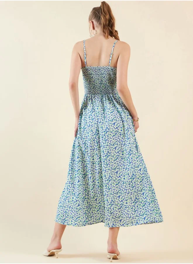 Freehand Women Flared Casual Ditsy Print Maxi Dress