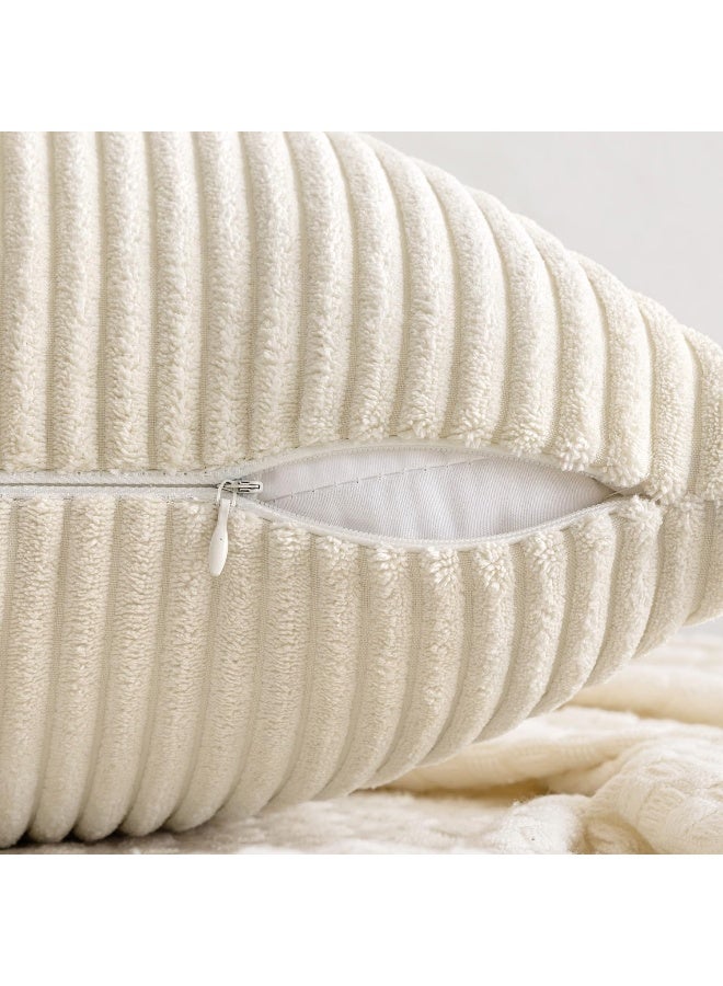 MIULEE MIULEE Pack of 2 Corduroy Pillow Covers Soft Soild Cushion Cases Decorative Square Throw Pillow Covers Cream White Pillowcases for Sofa Bedroom Car 18 x 18 Inch 45 x 45 Cm  - Image 4