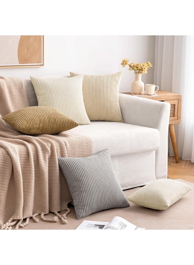 MIULEE MIULEE Pack of 2 Corduroy Pillow Covers Soft Soild Cushion Cases Decorative Square Throw Pillow Covers Cream White Pillowcases for Sofa Bedroom Car 18 x 18 Inch 45 x 45 Cm  - Image 2