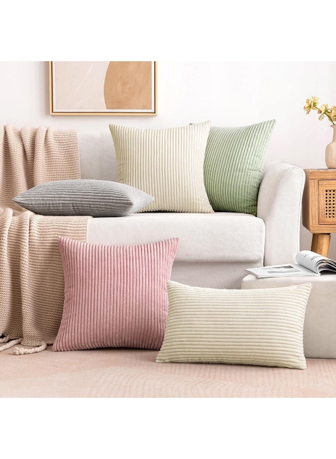 MIULEE MIULEE Pack of 2 Corduroy Pillow Covers Soft Soild Cushion Cases Decorative Square Throw Pillow Covers Cream White Pillowcases for Sofa Bedroom Car 18 x 18 Inch 45 x 45 Cm  - Image 5