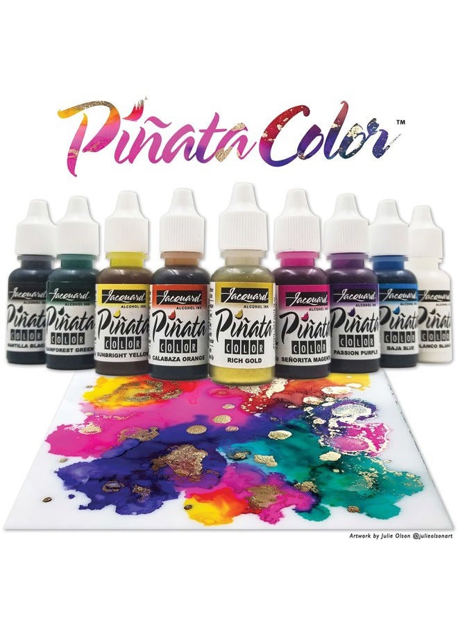 Jacquard Alcohol Ink Set - Pinata Color Exciter Pack - Highly Saturated - Acid-Free - 9 Assorted Colors Half Ounce  - Image 2