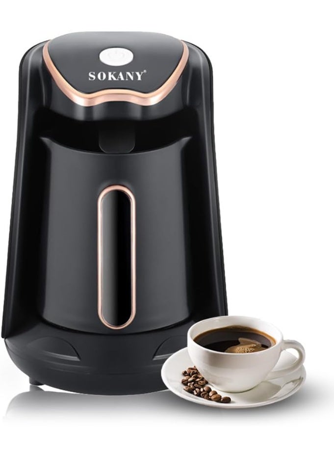 sokany صانعة القهوة الكهربائية سوكاني، طراز SK-04008، ماكينة إسبريسو متميزة بسعة 4 أكواب مع زر تشغيل واحد، تسخين سريع، تصميم أنيق باللون الأسود، 600 واط - Image 1