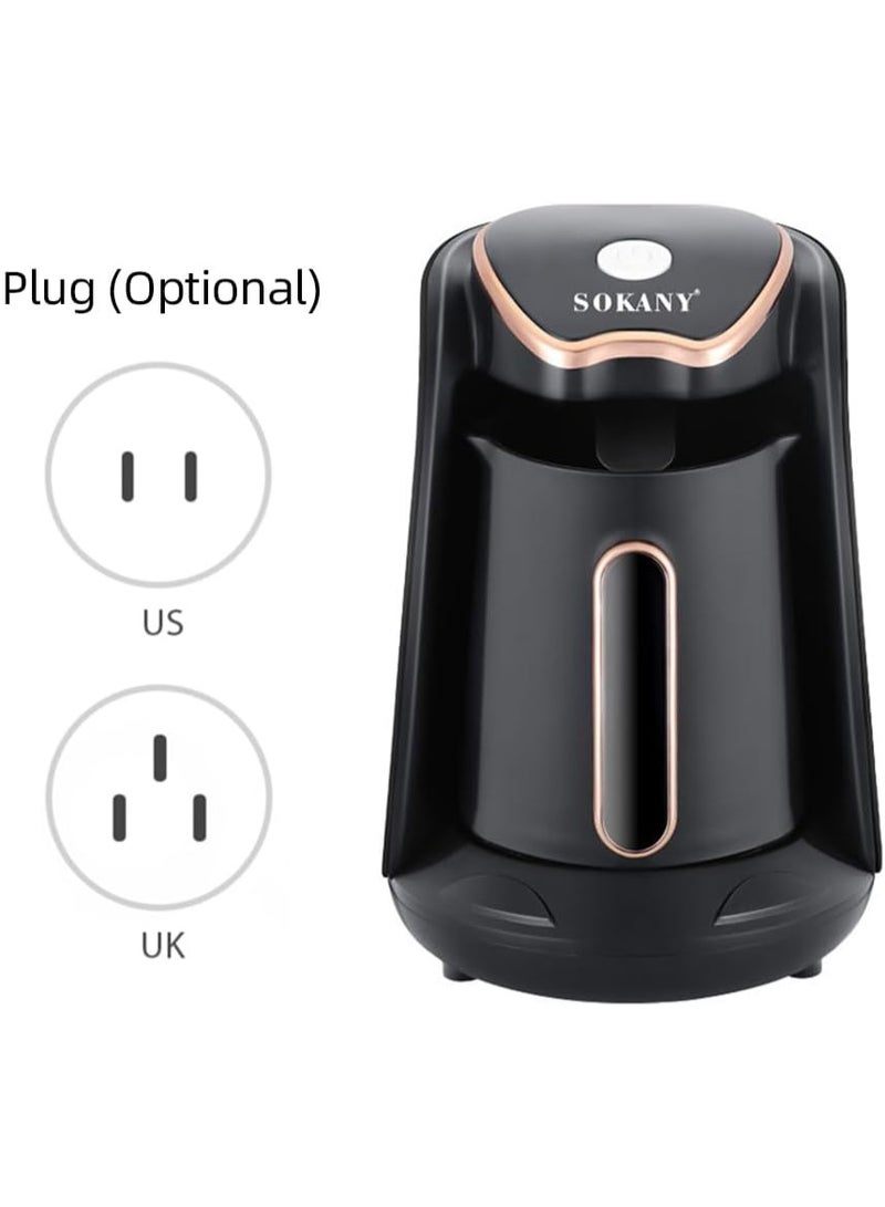 sokany صانعة القهوة الكهربائية سوكاني، طراز SK-04008، ماكينة إسبريسو متميزة بسعة 4 أكواب مع زر تشغيل واحد، تسخين سريع، تصميم أنيق باللون الأسود، 600 واط - Image 3