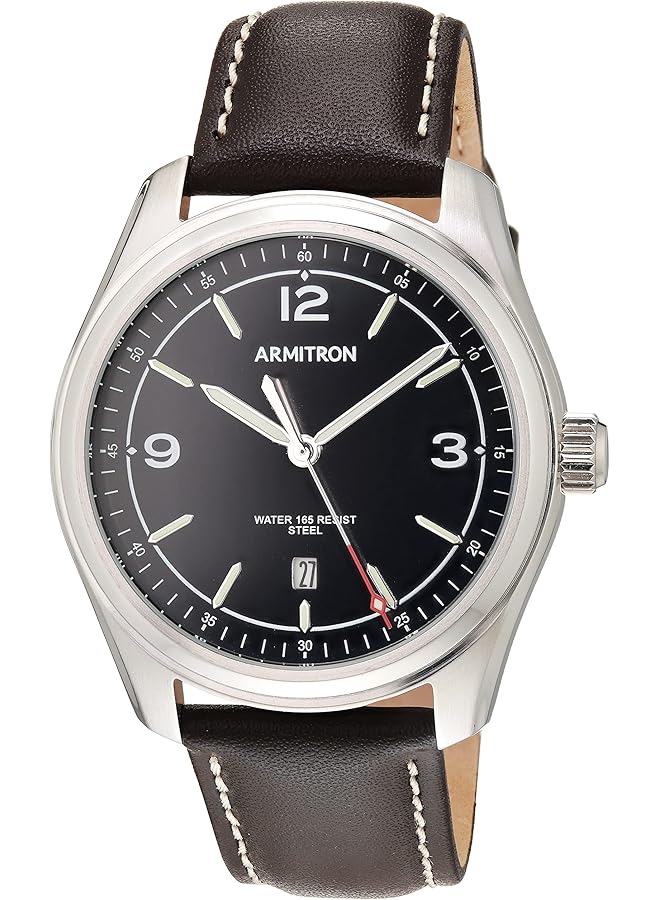 أرميترون ساعة رجالية بسوار جلدي وخاصية عرض التاريخ 20 5487 - Image 1
