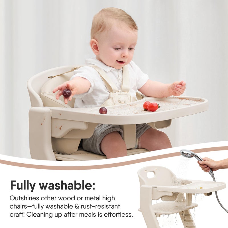 Obee Odee Full-Body Washable Baby High Chair with Soft Cushion, Adjustable for 6 Months to 220 Lb - Multifunctional and Convertible High Chairs for Babies and Toddlers -Portable and Easy Operation - Image 2