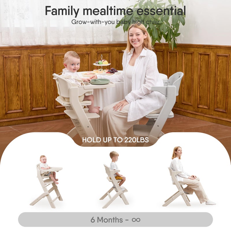 Obee Odee Full-Body Washable Baby High Chair with Soft Cushion, Adjustable for 6 Months to 220 Lb - Multifunctional and Convertible High Chairs for Babies and Toddlers -Portable and Easy Operation - Image 3