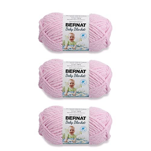 Bernat Baby Blanket Baby Pink Yarn - 3 Pack of 100g/3.5oz - Polyester - 6 Super Bulky - 72 Yards - Knitting/Crochet - Image 1