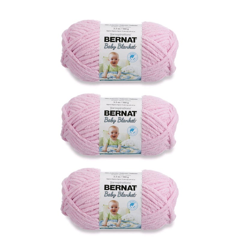 Bernat Baby Blanket Baby Pink Yarn - 3 Pack of 100g/3.5oz - Polyester - 6 Super Bulky - 72 Yards - Knitting/Crochet - Image 2