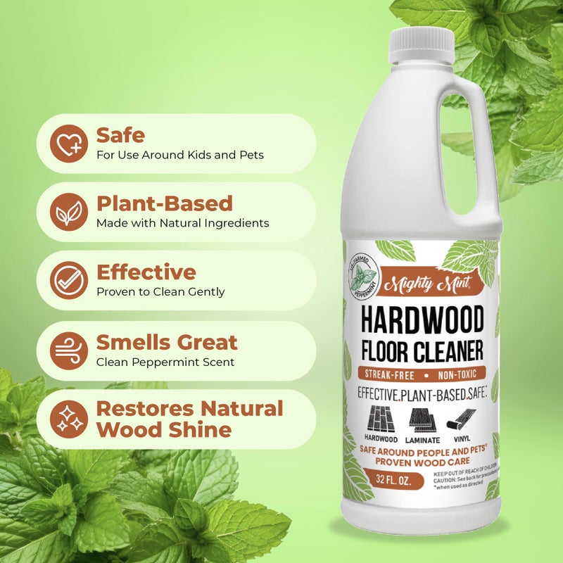 Mighty Mint Hardwood Floor Cleaner, Ready-to-Use with Mops and Sprayers, Natural Mint Scent, 32oz - Image 5