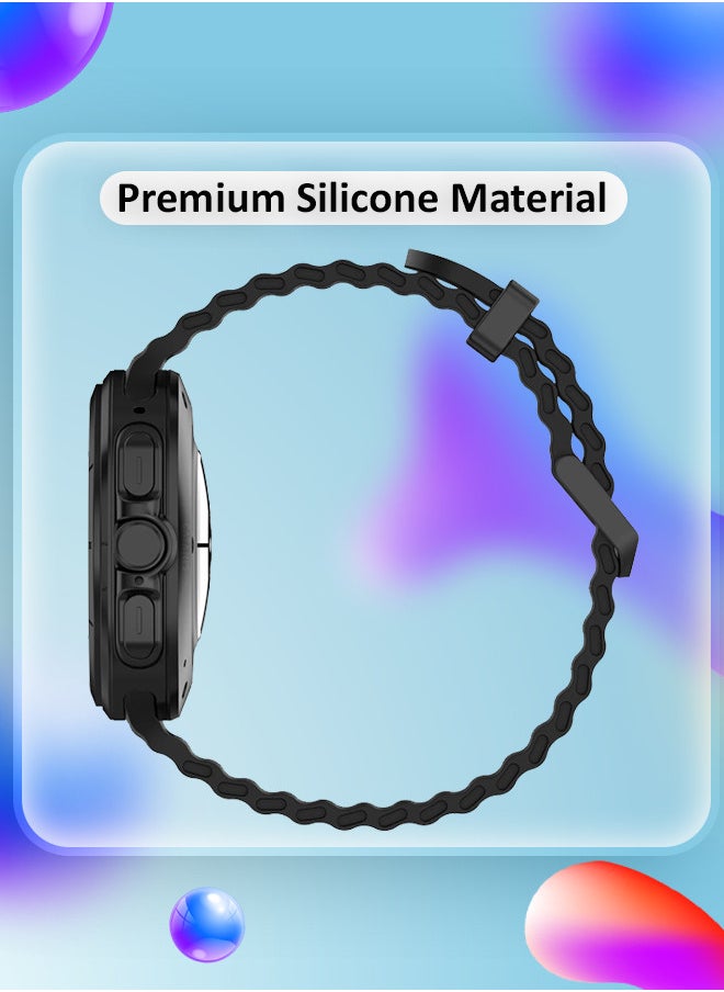 CATANES - (for Samsung Galaxy Watch 7 Ultra 47mm) Silicone Band Soft Ocean Silicone Sport Strap Replacement Accessory Black - Image 1