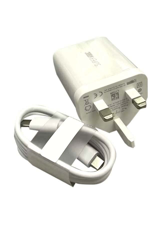 أوبو شاحن حائط SuperVOOC بقوة 65 واط (VCA7JCCH) - محول رسمي 3 دبابيس لجهاز Reno 5 | كابل USB-C إلى USB-C متضمن | شاحن سريع قابس الإمارات - Image 1
