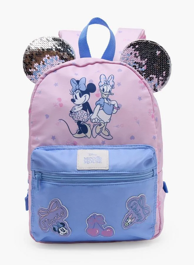 Disney Minnie Mouse Print School Backpack For Girls 13 Years With Padded Shoulder Straps - 21 Inches - 15x27x27 CM