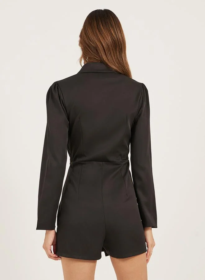 ستايلي رومبر بياقة شال ولف بنمط متين