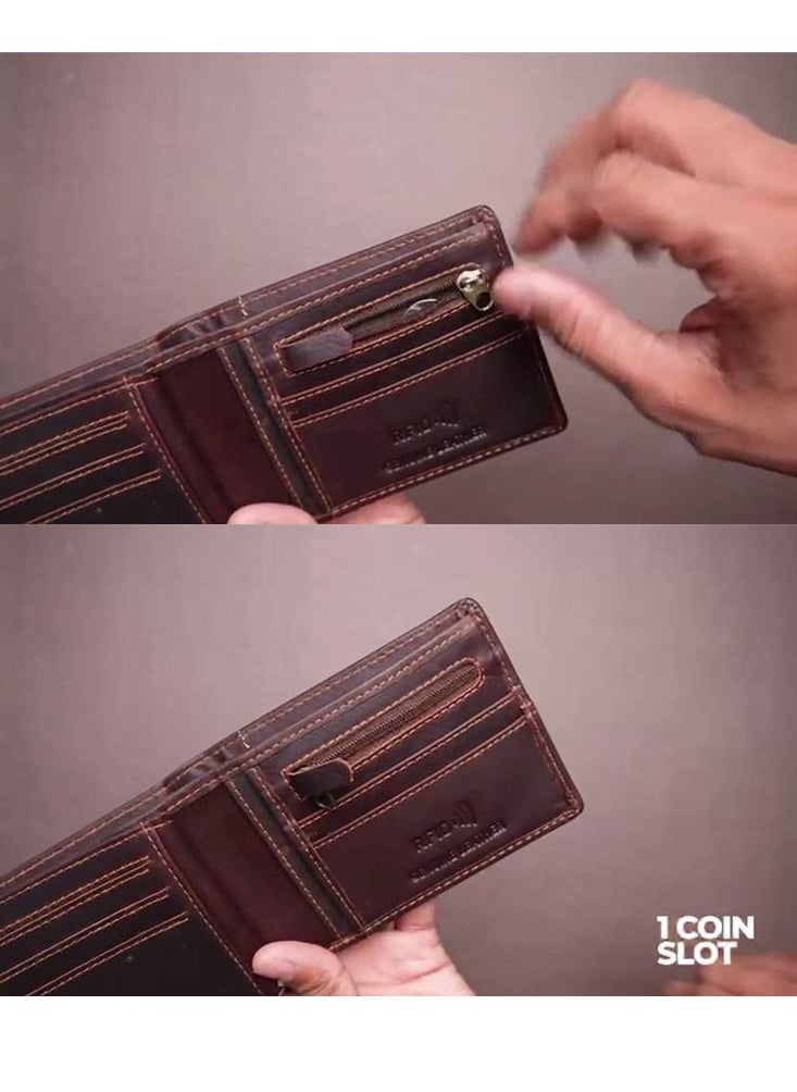 FEND - Fend Men's Genuine Leather Wallet Bifold with RFID Blocking Durable Stylish Design Ample Card Slots Cash Compartment & ID Window – Perfect for Everyday Use Minimalist Wallet for Men and Boys - Image 1