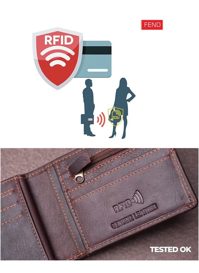 FEND - Fend Men's Genuine Leather Wallet Bifold with RFID Blocking Durable Stylish Design Ample Card Slots Cash Compartment & ID Window – Perfect for Everyday Use Minimalist Wallet for Men and Boys - Image 1