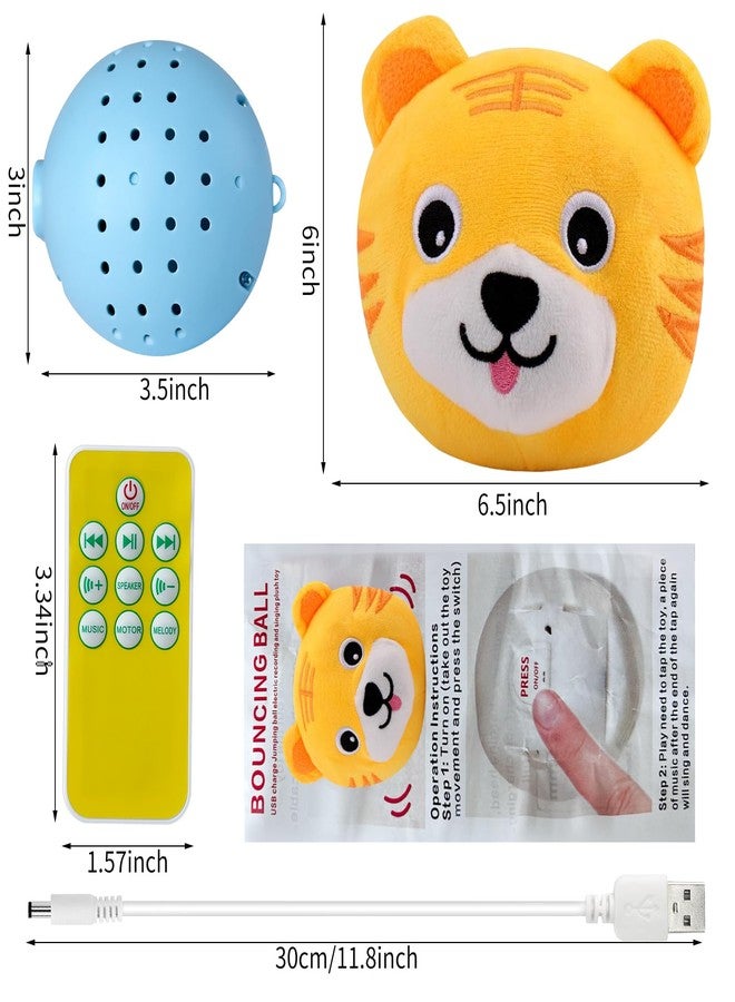 LAIAMER Interactive Plush Dog Toys, Interactive Puppy Toy Bouncing Rolling Dogs Ball Remote Control Dogs Toys with Music,Self Moving Pet Toy for Small/Medium/Large Bored Dog to Keep Them Busy(Tiger) - Image 3