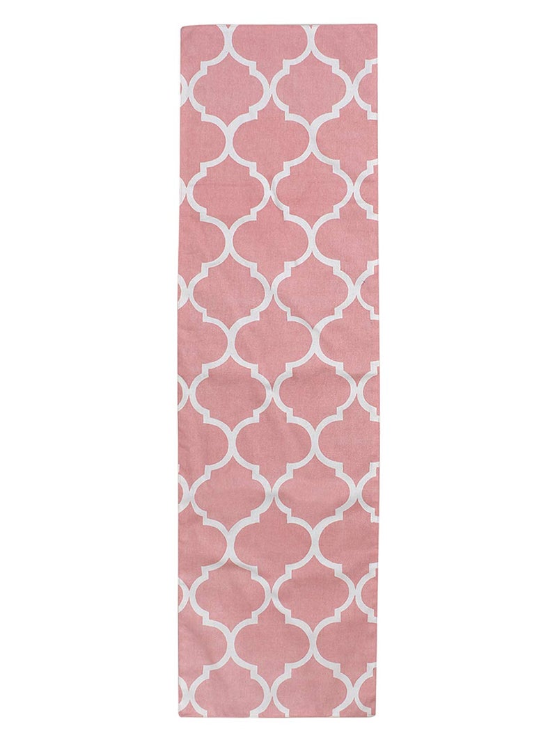 Dekor World Ogee Printed Pink Table Runner (33x120cm) (Pack of 1)-4 Seater Dinning & Center Table - Image 3