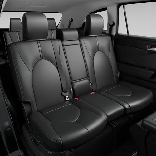 Xipoo 8 Seats Seat Covers Compatible with 2020-2025 Toyota Highlander Seat Protector PU Leather Replacement for 2020-2025 Toyota Highlander Accessories(Fit 2020-2025 W/Second Row 40/60 Split, Black) - Image 4