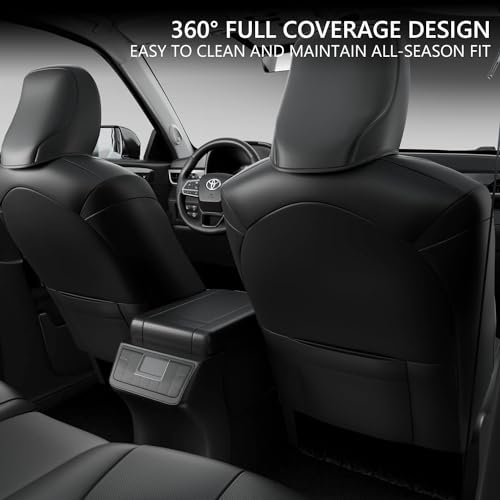 Xipoo 8 Seats Seat Covers Compatible with 2020-2025 Toyota Highlander Seat Protector PU Leather Replacement for 2020-2025 Toyota Highlander Accessories(Fit 2020-2025 W/Second Row 40/60 Split, Black) - Image 3