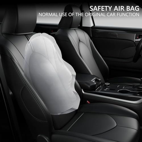 Xipoo 8 Seats Seat Covers Compatible with 2020-2025 Toyota Highlander Seat Protector PU Leather Replacement for 2020-2025 Toyota Highlander Accessories(Fit 2020-2025 W/Second Row 40/60 Split, Black) - Image 2