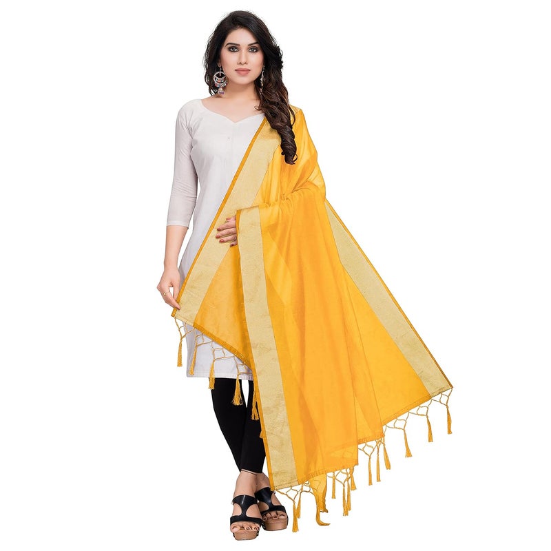 Sidhidata Textile Women's Solid Cotton Silk Dupatta With Tassels (2.20 Mtr)