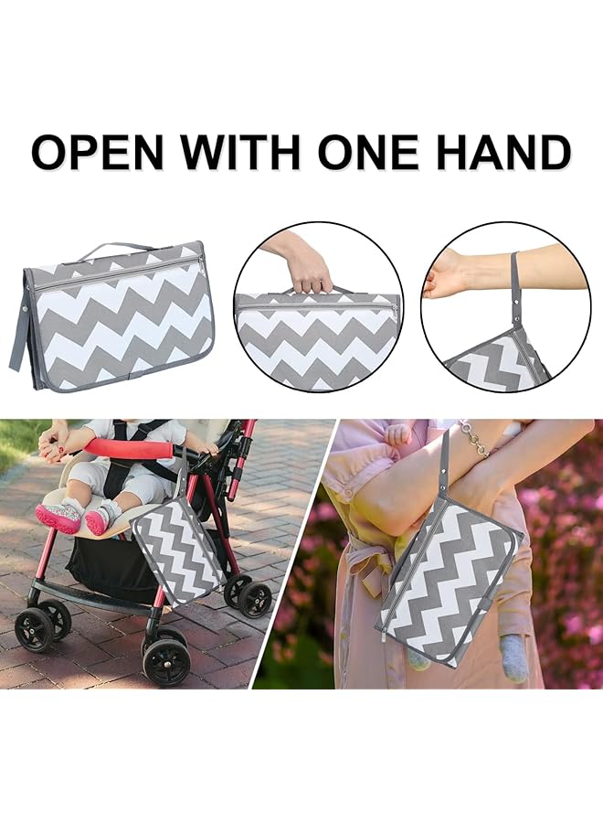 Excefore Baby Portable Diaper Changing Pad Baby Changing Pad & Diaper Changer Travel Bag Smart Design Baby Changing Mat Waterproof Travel Diaper Changing Kit Gifts For Baby Shower (Grey Wave) - Image 5