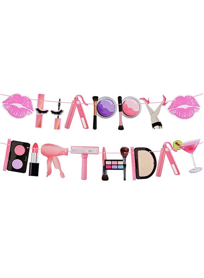 Organizer 32 Pcs Beautiful girl Party Decorations Balloons Makeup Cosmetics Balloons Theme Birthday Party Supplies Lipstick Cosmetics Balloons for Girls Day Makeup Party (pink) - Image 3