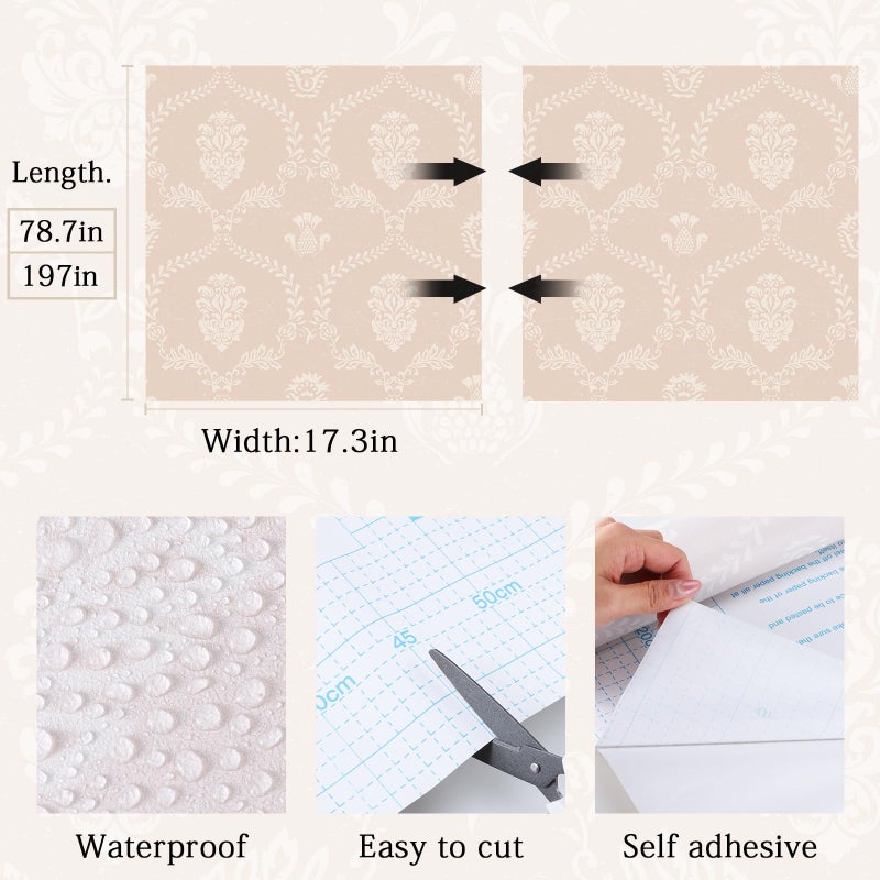 Kitico Boho Peel and Stick Wallpaper Modern Wall Paper Removable Contact Paper Self Adhesive Wallpapers for Bedroom and Bathroom Wallpaper Cabinet Shelf Liner Vinyl 17.7"x78" - Image 5