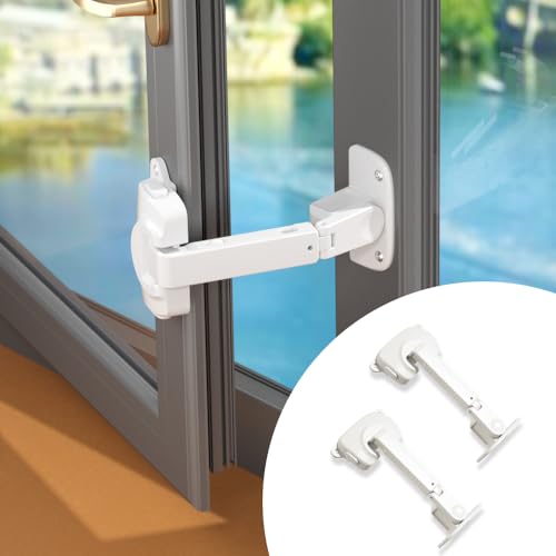 EUDEMON 2 Pack Updated Baby Window Safety Lock Childproof Window Restrictor for UPVC Adjustable Winodw Guard for Wooden Metal Frames White - Image 1