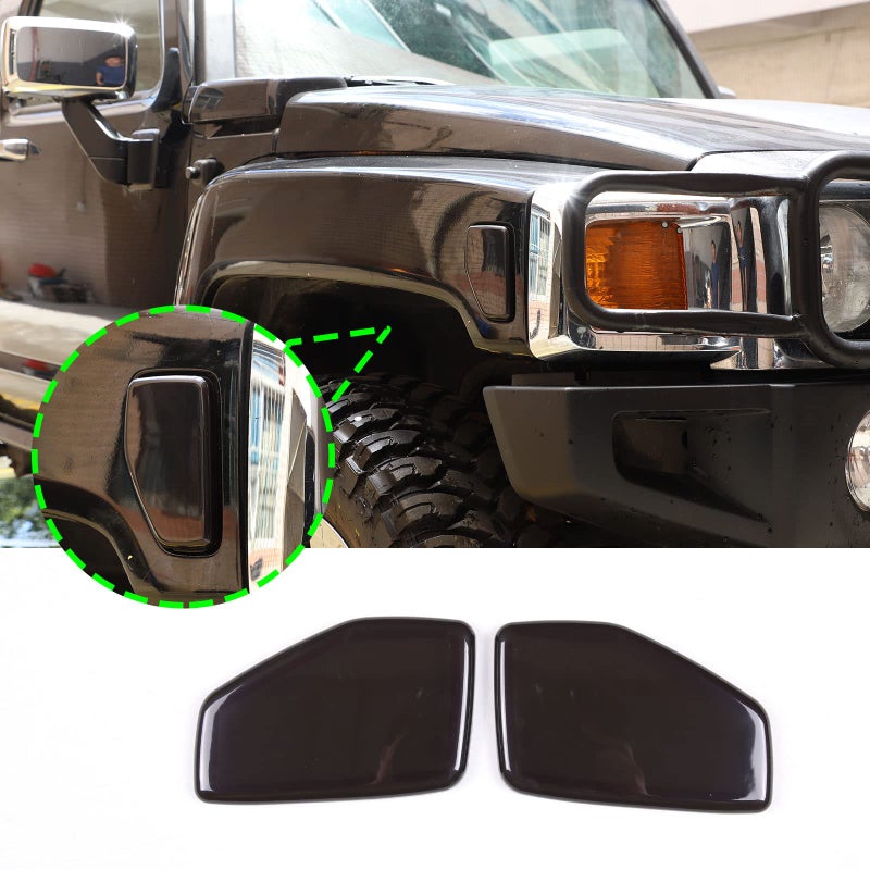 PIUGILH Front Turn Signal Light Lamp Cover Guard Trim Bezel Frame Decor Exterior Accessories for Hummer H3 20052009 Smoked Black