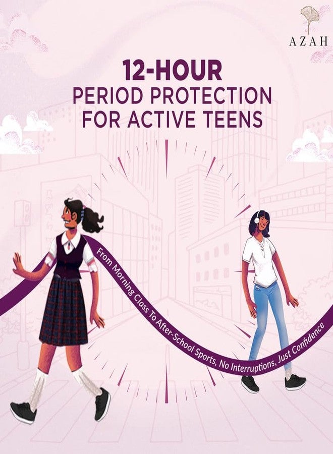 عزة سراويل داخلية أزاه تين للاستخدام مرة واحدة للدورة الشهرية للبنات (مقاس XS-S من 9 إلى 11 سنة) | تغطية للتدفق الغزير | حماية من التسرب لمدة 12 ساعة | تغطية 360 درجة | تصميم مريح يشبه السراويل الداخلية | مثالية للمدرسة والاستخدام الليلي | عبوة من 5 قطع - Image 2