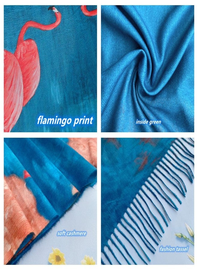 XINYUN Large Scarf Shawl Wrap for Women Pashmina,Flamingo Print Long Scarfs Shawls Cashmere Feel,Christmas Tassel Scarves Warm Wraps for Lady in Fall Winter - Image 5