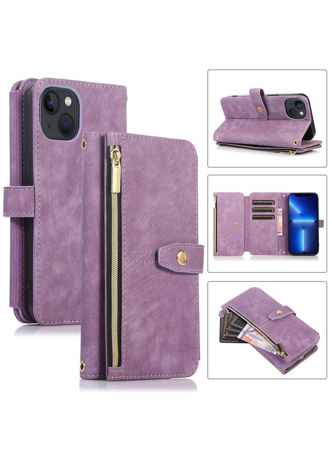Zaboon Case For iPhone 13 Dream 9-Card Wallet Zipper Bag Leather Phone Case - Image 1