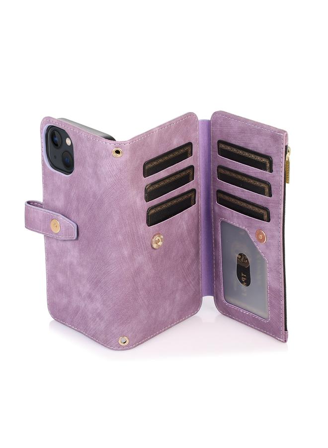 Zaboon Case For iPhone 13 Dream 9-Card Wallet Zipper Bag Leather Phone Case - Image 4