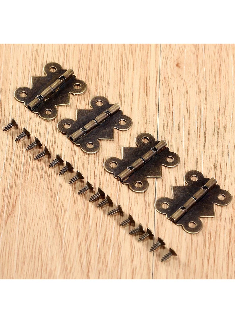 MEDBUDDY MEDBUDDY Small BronzeAntique Metal Hinge for Cabinet Door Small Box Hinges with Screws Butterfly Shape for Small Jewelry Box and DIY ProjectsSize 25x20mm Approx1 Inch Pack of 20 Bronze  - Image 2