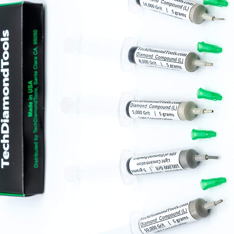 TechDiamondTools Diamond Polishing Compound Kit of 5 Polishing Paste USA Made 5000 8000 14000 50000 100000 Grit for Marble Glass Metal Rock Jewelry Resin Silver Gemstone with 10% of Diamond Powder - Image 1