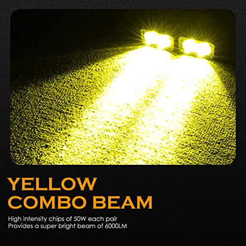 GLOBLED Amber LED Pods, 3 Inch Led Fog Lights with Temperature Sensor 50W 6000 LM Super Bright Combo Beam LED Offroad Lights LED Bumper Lights Compatible with Motorcycle Truck Bike SUV ATV UTV Boat - Image 2