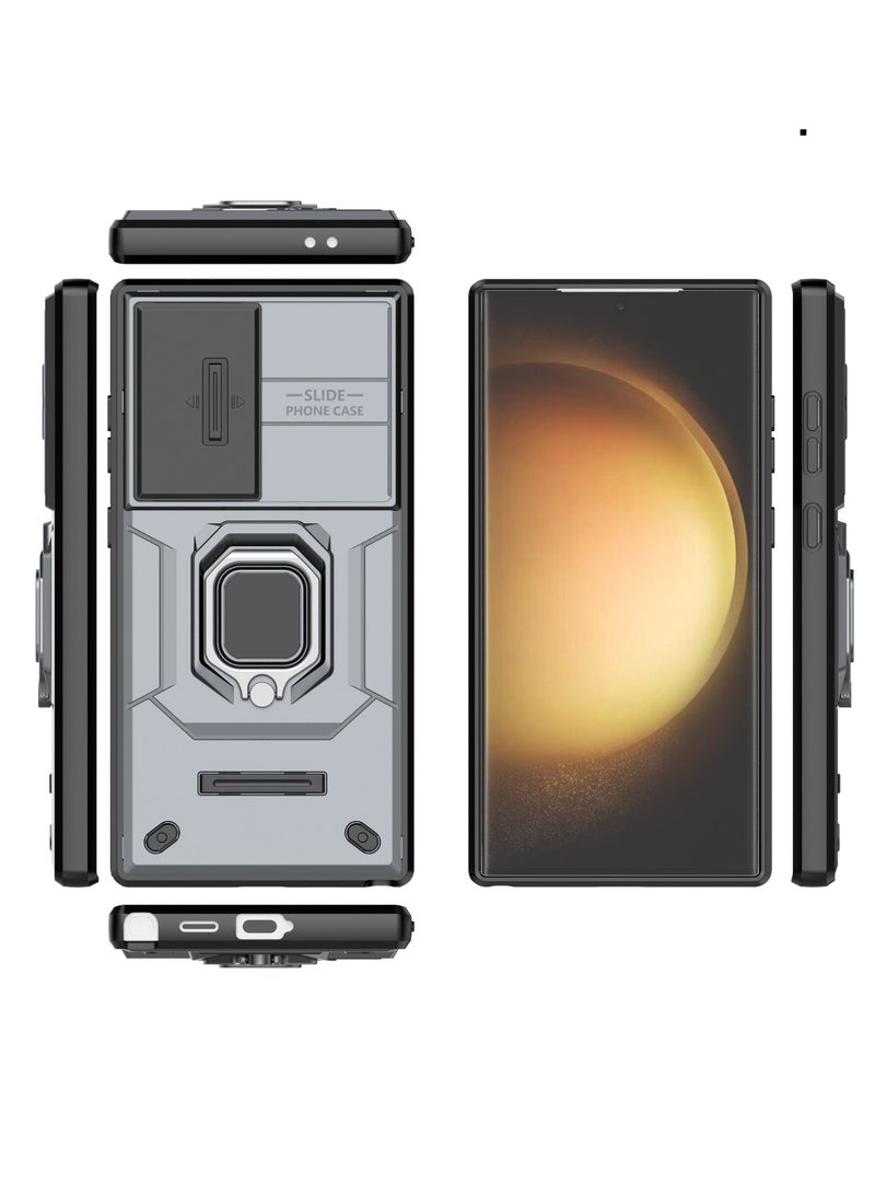 CoomBe Slide Camera Phone Case Samsung Galaxy S24 Ultra Cover Luxury Armor PC Shockproof Metal Ring Stand Protective Back Cover  - Image 4