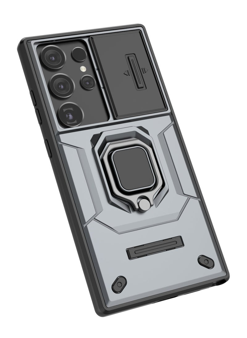 CoomBe Slide Camera Phone Case Samsung Galaxy S24 Ultra Cover Luxury Armor PC Shockproof Metal Ring Stand Protective Back Cover  - Image 3