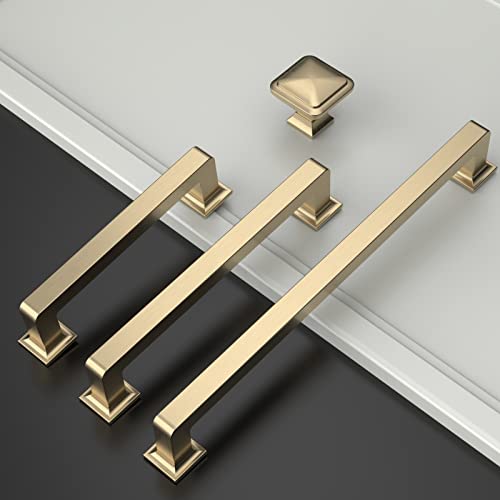 Amerdeco 10 Pack Brushed Brass Cabinet Pulls 5 Inch(128MM) Hole Centers Kitchen Cabinet Handles Cabinet Hardware Kitchen Handles for Cabinets Cupboard Handles Drawer Pulls ZH0019 - Image 3