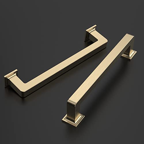 Amerdeco 10 Pack Brushed Brass Cabinet Pulls 5 Inch(128MM) Hole Centers Kitchen Cabinet Handles Cabinet Hardware Kitchen Handles for Cabinets Cupboard Handles Drawer Pulls ZH0019 - Image 2