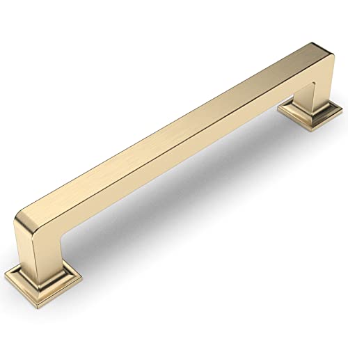 Amerdeco 10 Pack Brushed Brass Cabinet Pulls 5 Inch(128MM) Hole Centers Kitchen Cabinet Handles Cabinet Hardware Kitchen Handles for Cabinets Cupboard Handles Drawer Pulls ZH0019 - Image 1