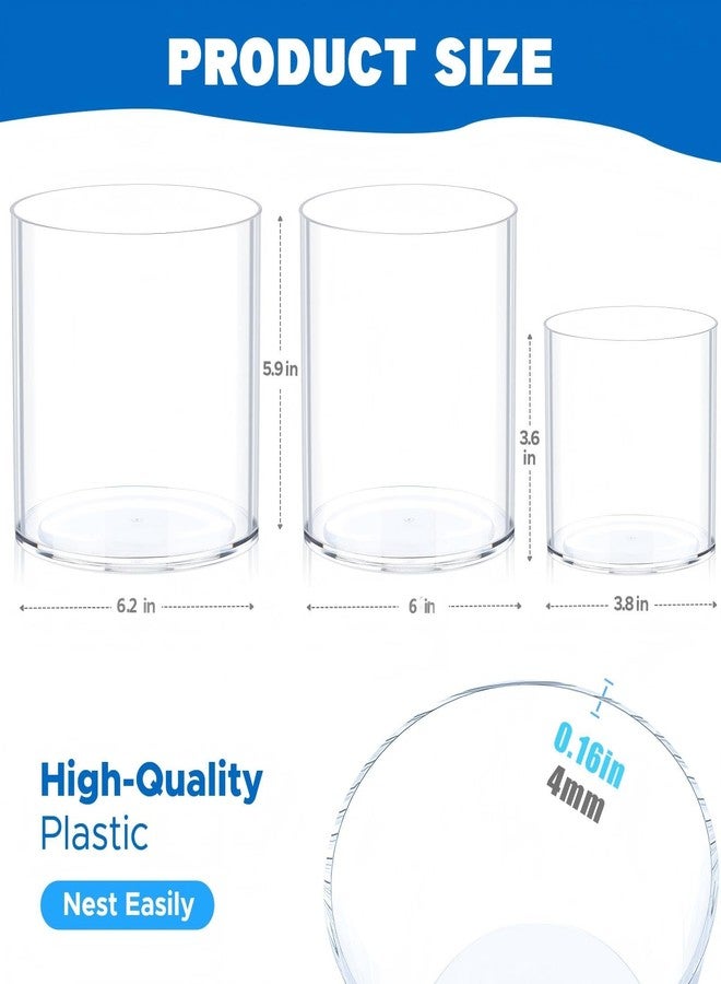 JYPS Flower Clear Vase Centerpiece for Home 1-Set of 3 Sizes, Wedding Party, Plastic Clear Cylinder Wide Vase for Flowers, Decorative Wide Mouth Vase for Decor, Centerpieces, Large Clear Container - Image 3
